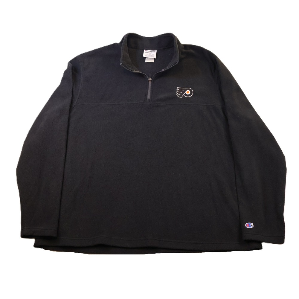 Champion Mens 2XL Quarter Zip Fleece Philadelphia Flyers Black NHL Pullover